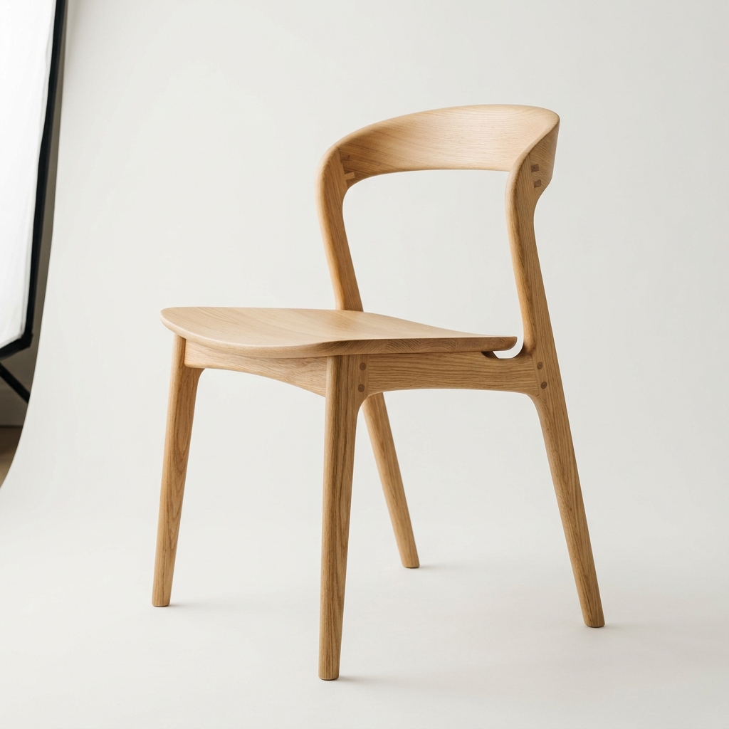 The Jasper — sculptural white oak chair